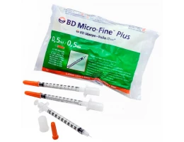 Шприц инсулиновый BD Мicro-Fine Plus U100 0.5 мл с иглой 0.3 х 8 мм (30G), № 100
