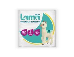 Салфетки столовые Snow Lama 24 х 24 см, 1 слой, 100 шт