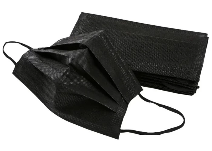 Маска медицинская 3-х слойная на резинке, чёрная, № 50