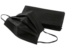 Маска медицинская 3-х слойная на резинке, чёрная, № 50