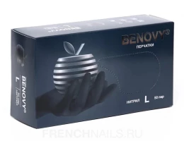 Перчатки нитриловые Benovy ,размер S , черные 50 пар/уп