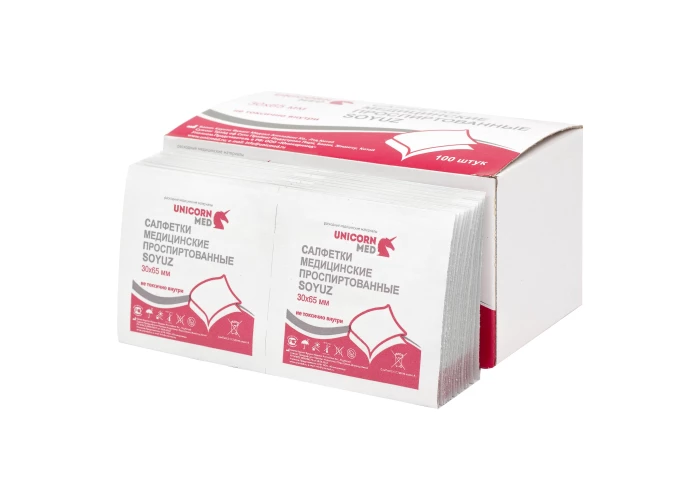 Салфетка спиртовая 3.0 х 6.5 см, этиловый спирт