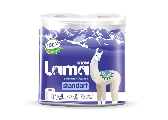 Бумага туалетная Snow Lama 2-х слойная, 4 рулона
