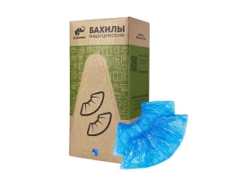 Бахилы 20 мкм с двойной резинкой, синие, евроблок № 950/7600