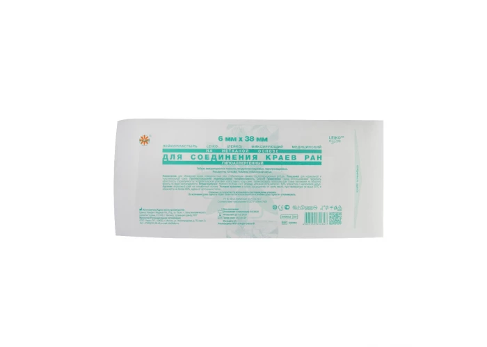 Пластырь LEIKO 6мм*38мм 300 для соединения краев ран (блистер 6шт) , Китай