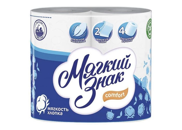 Бумага туалетная Мягкий Знак 2 сл. 4 шт.уп.