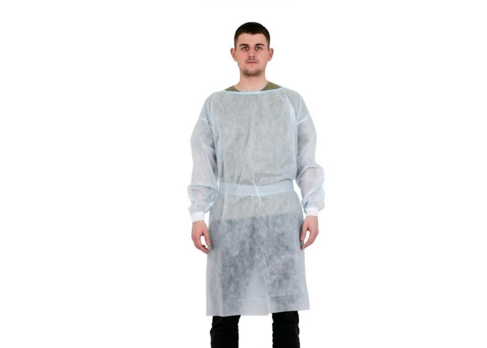 Халат нестерильный хирургический, рукава манжете, плотность 25 г/м2, длина 110 см, № 10