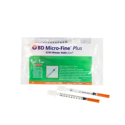 Шприц инсулиновый BD Мicro-Fine Plus U100 1 мл с иглой 0.3 х 8 мм (30G), № 100